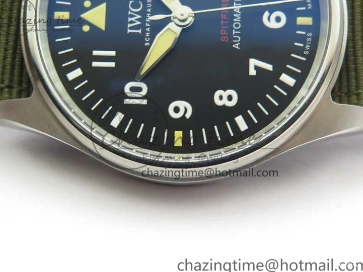 MIROTIME 0325 Fashionable Pilot IW326801 SS MK 1:1 Best Edition Black Dial on Green Nylon Strap MIYOTA 7122